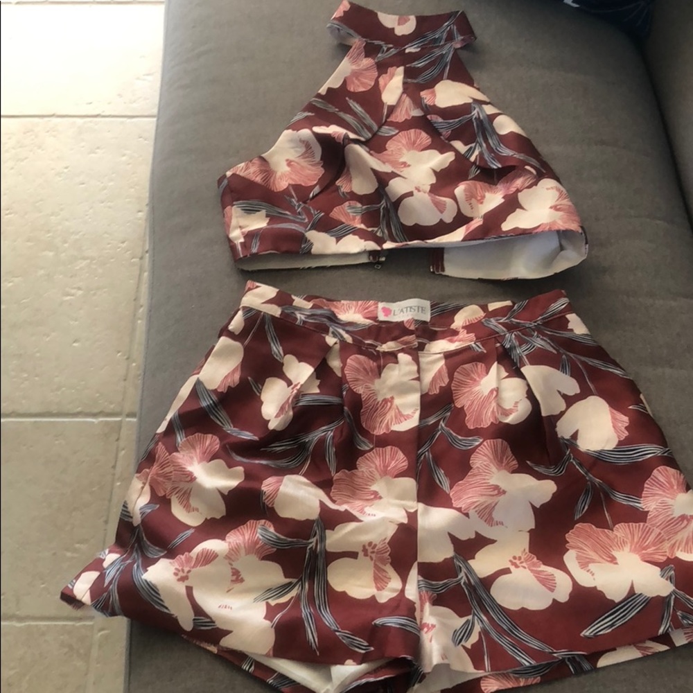 Two piece short and halter crop too set